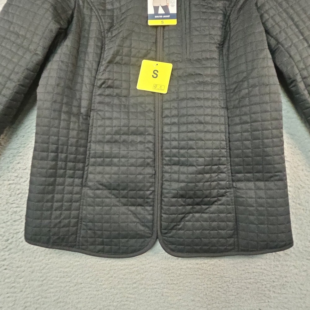 Lands End Jacket Womens S Black Quilted Hooded Full Zip Pockets Mock Neck - Picture 4 of 16